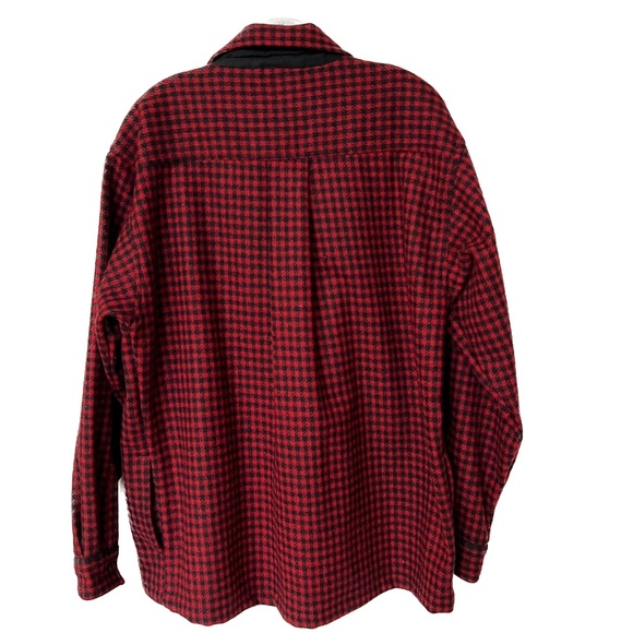 EMS Wool Shirt Jacket Black & Red Print Check Size M Eastern Mountain Wool Blend - Picture 6 of 7